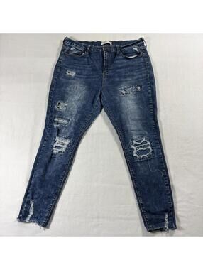 Mudd 17 High Rise Jegging Jeans Distressed Womens 17 Fits Like 34x27 Y2K Blue